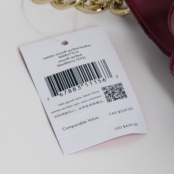 NWT KATE SPADE Natalia Flap Bag Quilted Leather Chain Turn Lock "Blackberry" - Picture 8 of 8